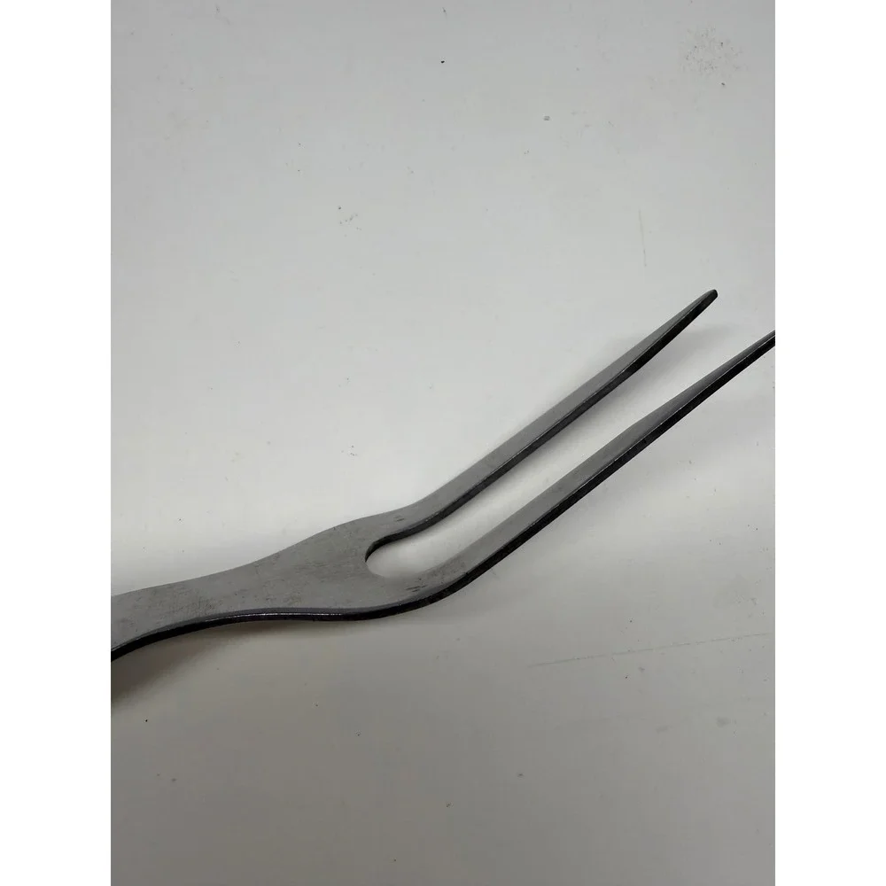 Vintage Stainless Steel Two Tine Meat Carving Fork Heavy Duty Kitchen Tool